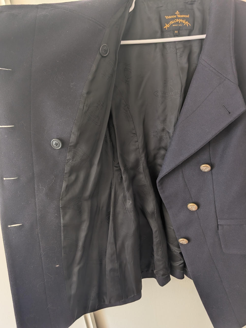 Vivienne Westwood Anglomania Womens 44 Blue Wool Coat Military Avant Garde - Picture 6 of 9